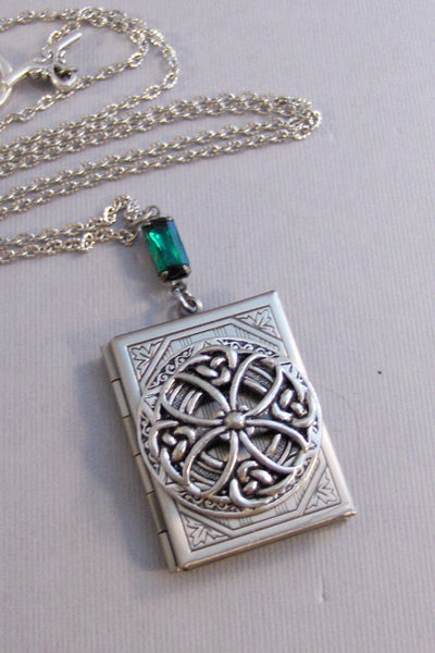 Celtic Secrets,Locket,Book Locket,Secret,Antique Locket,Silver Locket,Heart,Celtic, Irish,Lucky,Shamrock,Emerald valleygirldesigns