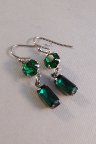 Green Ivy,Earring,Vintage Earrings,Emerald,Emerald Earrings,Green,May,Rhinestone,Birthstone,Green Jewelry,Vintage Emerald valleygirldesigns.