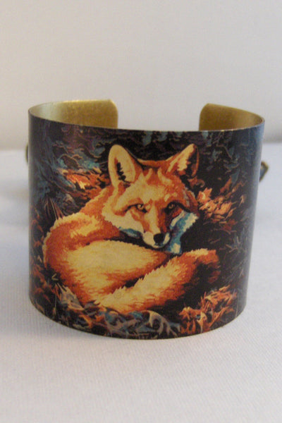 Red Fox,Cuff Bracelet,Bracelet,Cuff,Fox,Fox Bracelet,Fox Cuff,Cuff Bracelet,Bracelet,Brass,Antique Bracelet,Animal,woodland valleygirldesign