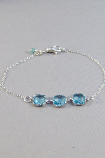 Aqua Breeze,Bracelet,Aqumarine Bracelet,Aquamarine Birthstone,Birthstone Bracelet,Bridesmaid Bracelet,Blue Bridesmaid,Silver Bracelet,Valley