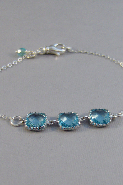 Aqua Breeze,Bracelet,Aqumarine Bracelet,Aquamarine Birthstone,Birthstone Bracelet,Bridesmaid Bracelet,Blue Bridesmaid,Silver Bracelet,Valley