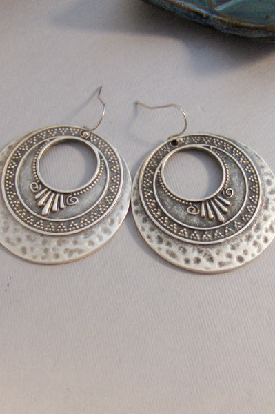 Gypsy Bell,Silver Earrings,Antique,Vintage Style,Wedding,Bride,Antique Earrings,Boho,Hamsa,Boho Earring,Hoop Earring.valleygirldesign