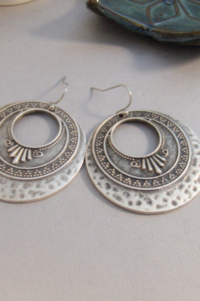 Gypsy Bell,Silver Earrings,Antique,Vintage Style,Wedding,Bride,Antique Earrings,Boho,Hamsa,Boho Earring,Hoop Earring.valleygirldesign