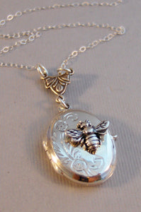 Little Bee,Necklace,Bee Necklace,Bee Locket,Sterling Silver,Bee Jewelry,Queen Bee,Baby,Bee,Sterling Bee Locket,Locket,valleygirldesigns