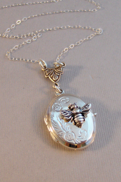 Little Bee,Necklace,Bee Necklace,Bee Locket,Sterling Silver,Bee Jewelry,Queen Bee,Baby,Bee,Sterling Bee Locket,Locket,valleygirldesigns