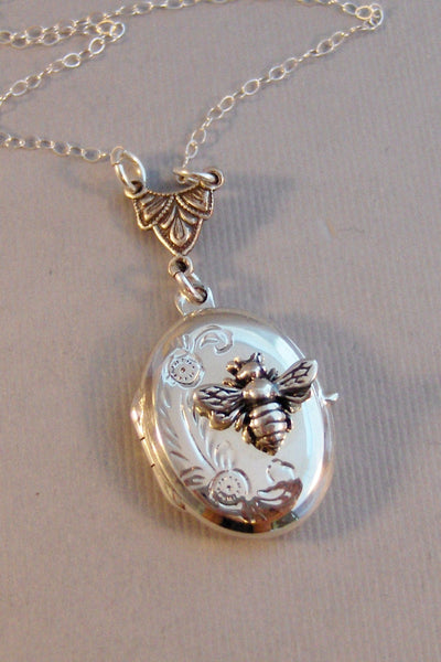 Little Bee,Necklace,Bee Necklace,Bee Locket,Sterling Silver,Bee Jewelry,Queen Bee,Baby,Bee,Sterling Bee Locket,Locket,valleygirldesigns