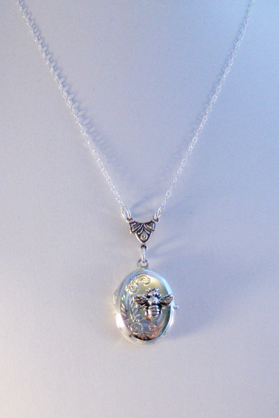 Little Bee,Necklace,Bee Necklace,Bee Locket,Sterling Silver,Bee Jewelry,Queen Bee,Baby,Bee,Sterling Bee Locket,Locket,valleygirldesigns