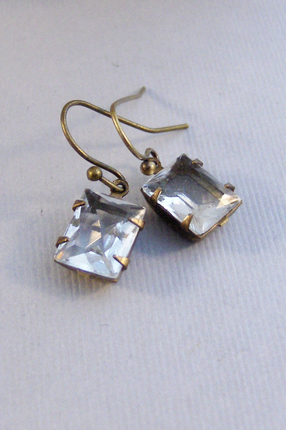 Gentle Diamonds,Earrings,Vintage Earring,Brass Earring,Diamond Earring,Vintage Diamond,Vintage Crystal,Vintage Jewelry,Vintage STone,Crystal