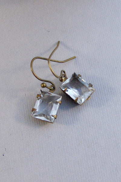 Gentle Diamonds,Earrings,Vintage Earring,Brass Earring,Diamond Earring,Vintage Diamond,Vintage Crystal,Vintage Jewelry,Vintage STone,Crystal