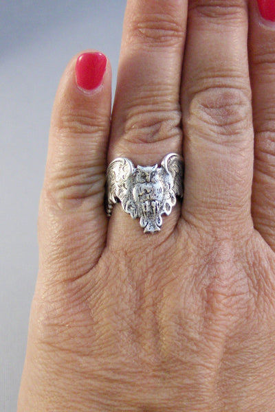 Winged Hoots,Owl Ring,Woodland Ring,Owl Jewelery,Hoots,Ring,Silver Ring,Gothic Owl,Gothic Ring,STeampunk Ring,Antique Ring,Valleygirldesigns